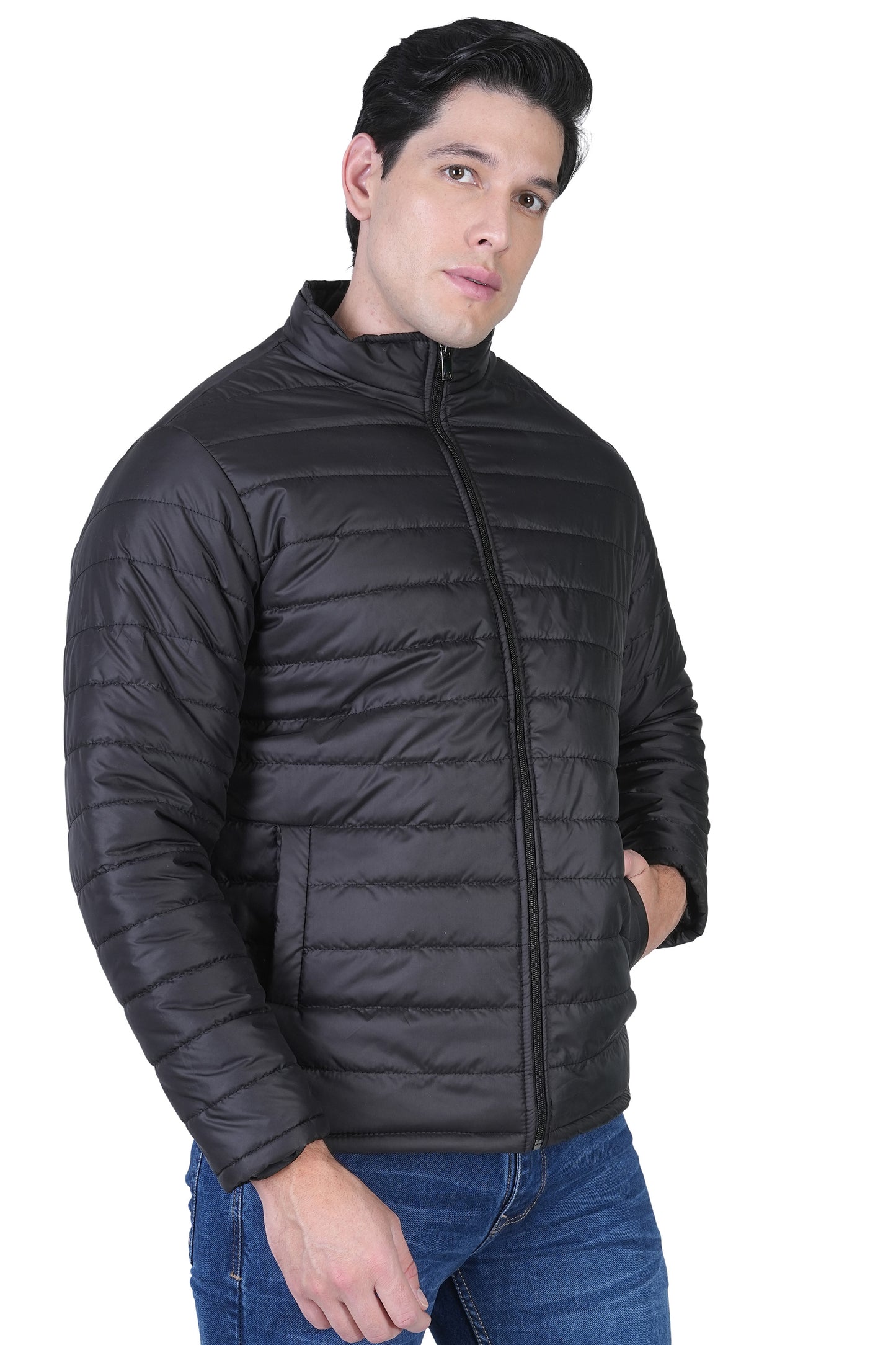 Bold Union Men's Black Quilted Puffer Jacket, Lightweight Winter Nylon,