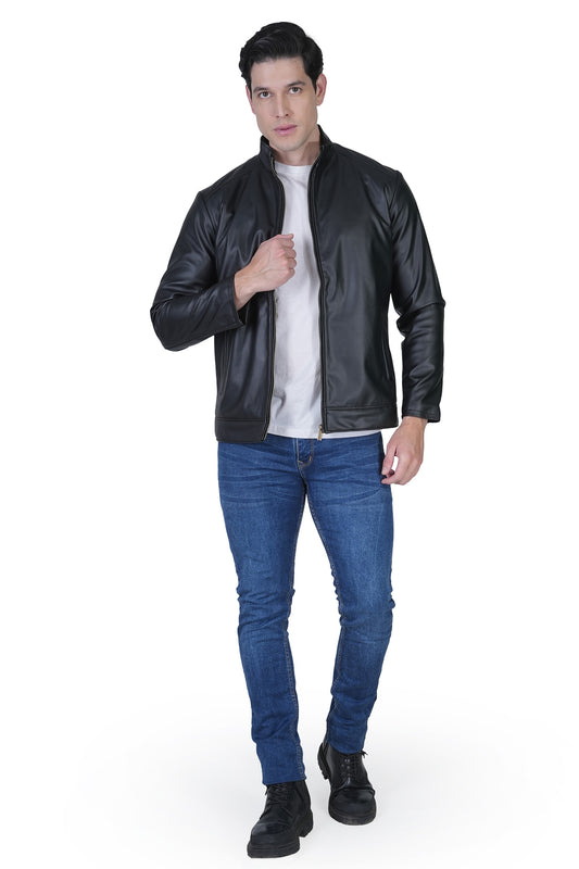 Bold Union Men's Faux Leather Plain Casual Jacket
