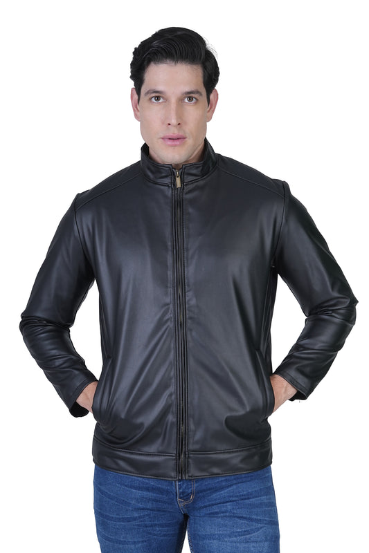 Bold Union Men's Faux Leather Plain Casual Jacket