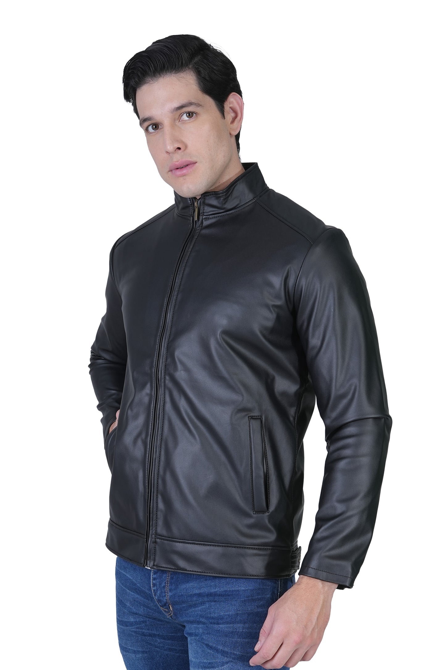 Bold Union Men's Faux Leather Plain Casual Jacket