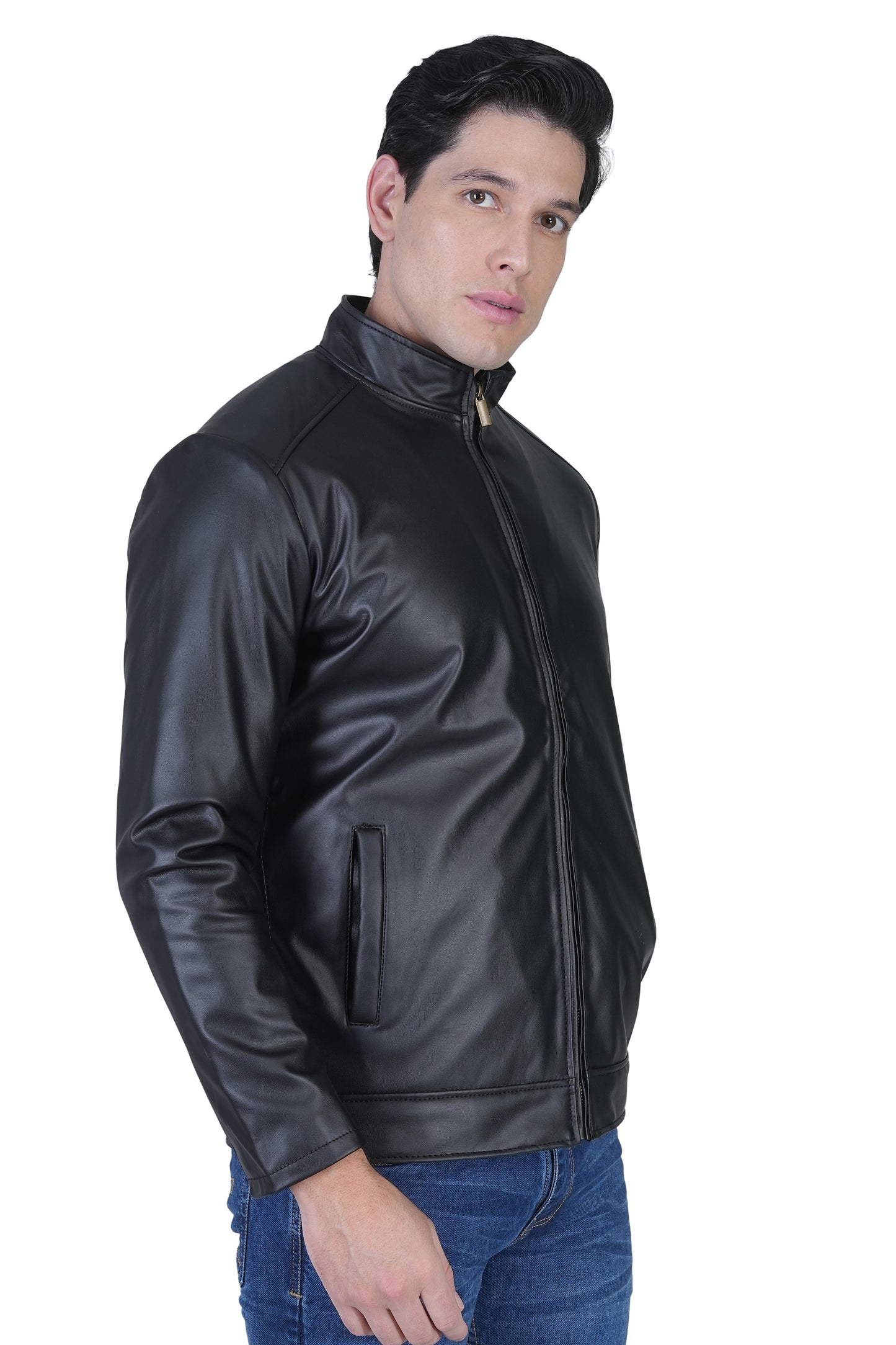 Bold Union Men's Faux Leather Plain Casual Jacket