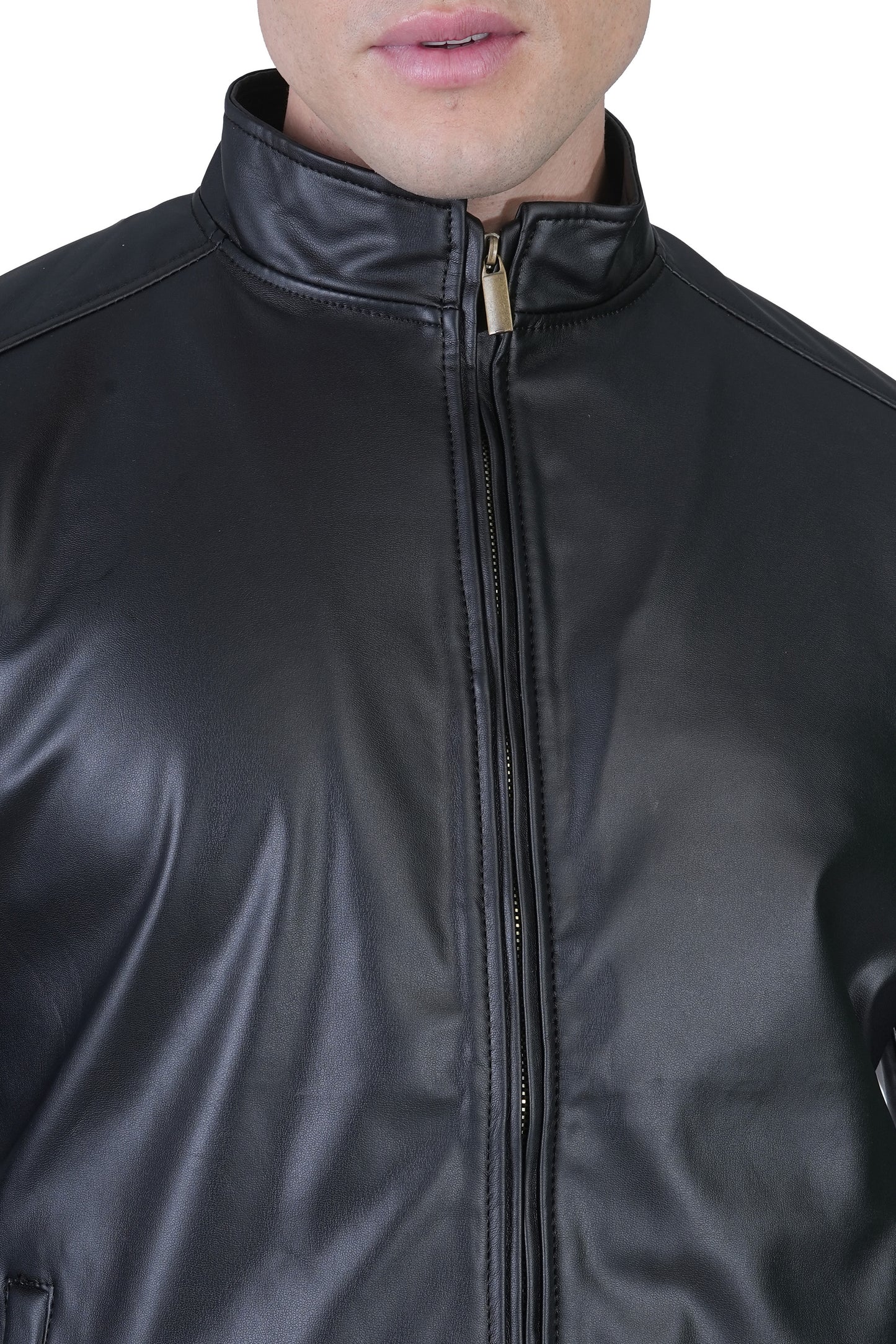 Bold Union Men's Faux Leather Plain Casual Jacket