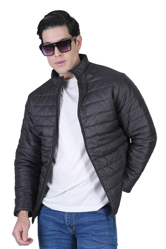 Bold Union Men's Black Quilted Puffer Jacket, Lightweight Winter Nylon,