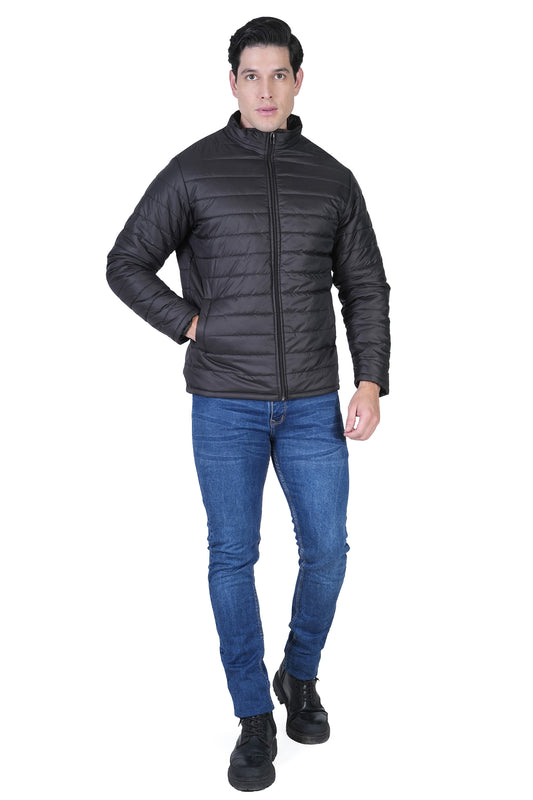 Bold Union Men's Black Quilted Puffer Jacket, Lightweight Winter Nylon,