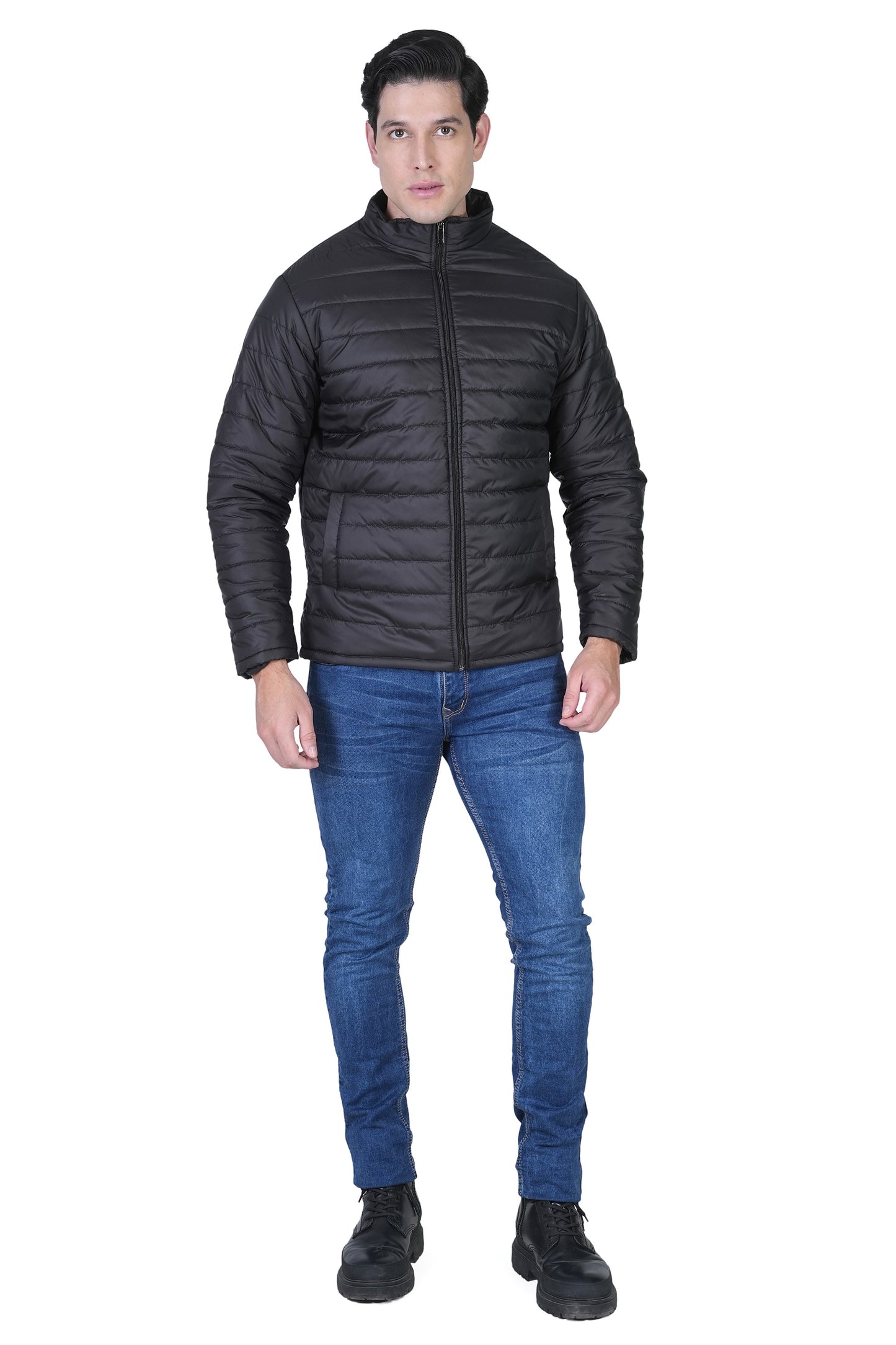 Bold Union Men's Black Quilted Puffer Jacket, Lightweight Winter Nylon,