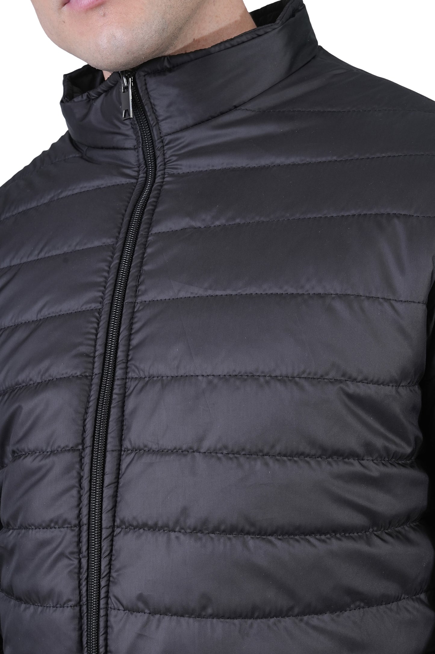 Bold Union Men's Black Quilted Puffer Jacket, Lightweight Winter Nylon,