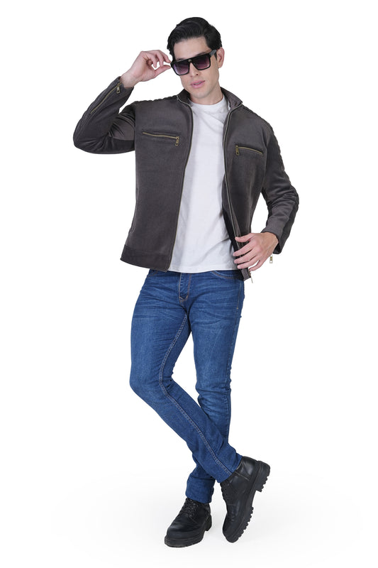 Men's Velvet Biker Jacket Faux Leather,Stylish Winter Wear