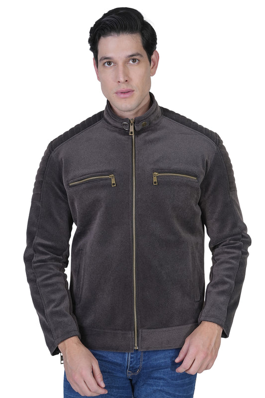 Men's Velvet Biker Jacket Faux Leather,Stylish Winter Wear