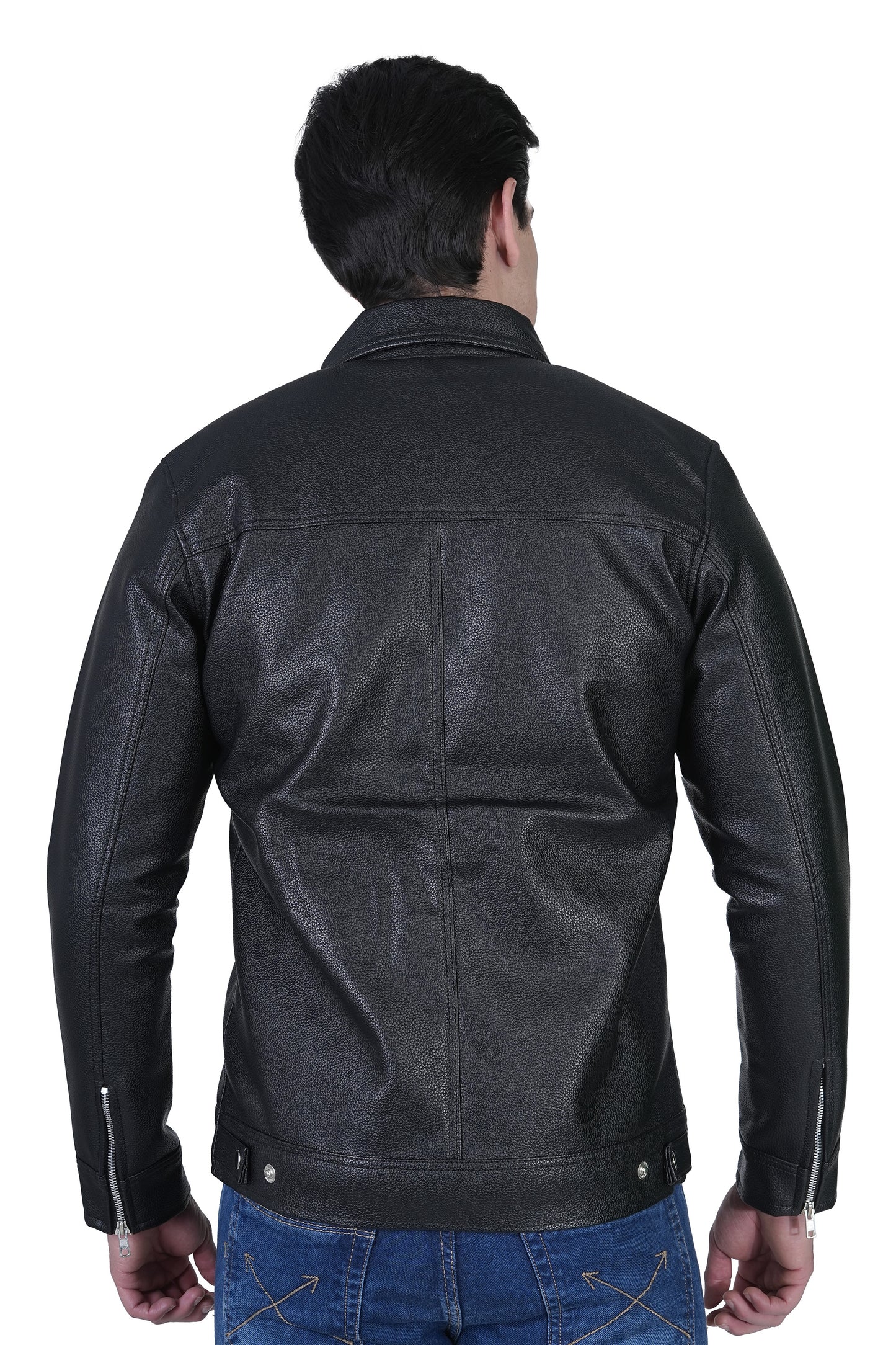 Bold Union Men's Solid Black Faux Leather Jacket