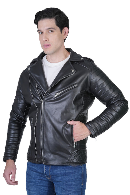 Bold Union Mens Solid Biker Jacket