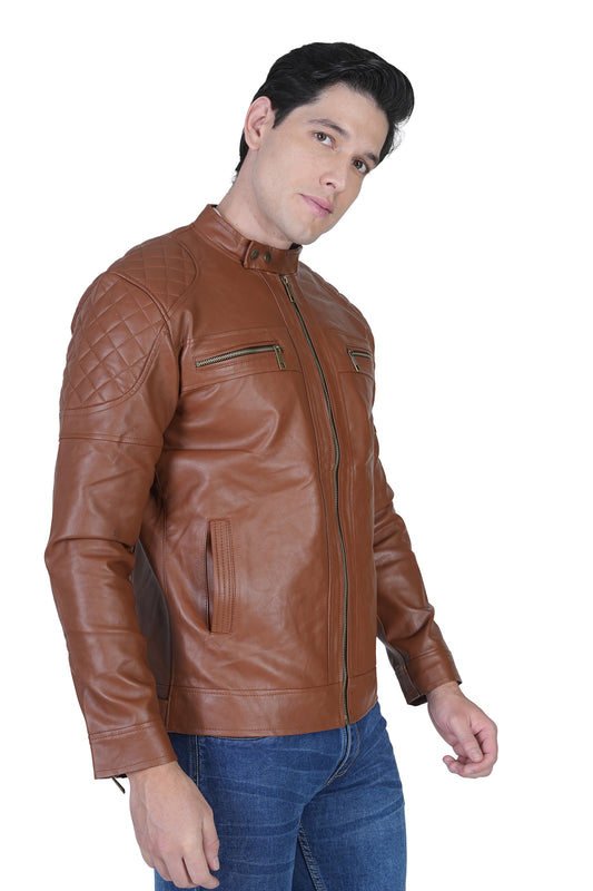 Bold Union Biker Brown Jacket for Men