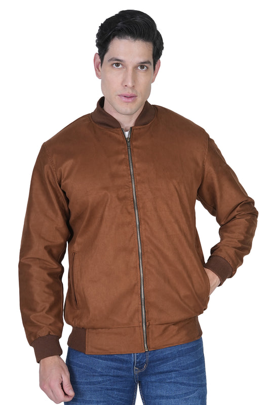 Bold Union Men Solid Bomber Suede Jacket