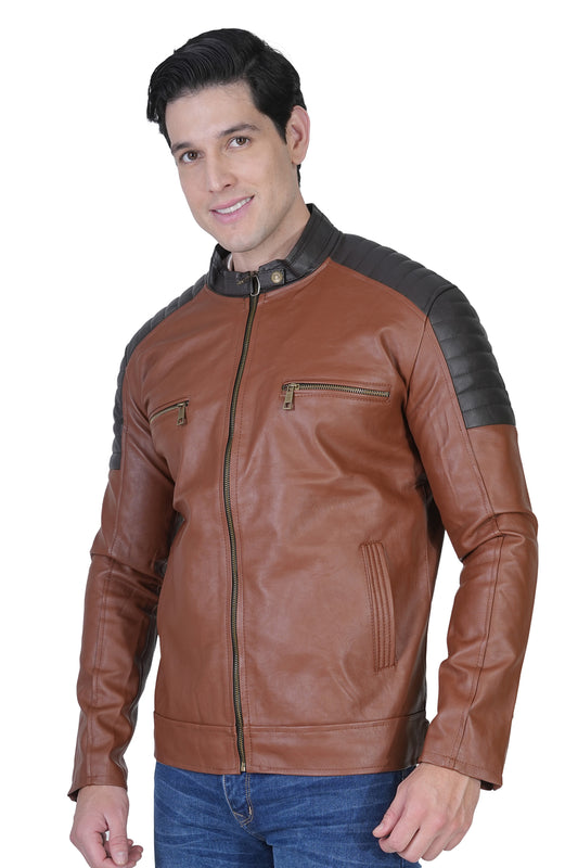 Bold Union Men's Brown Padded Faux Leather Jacket