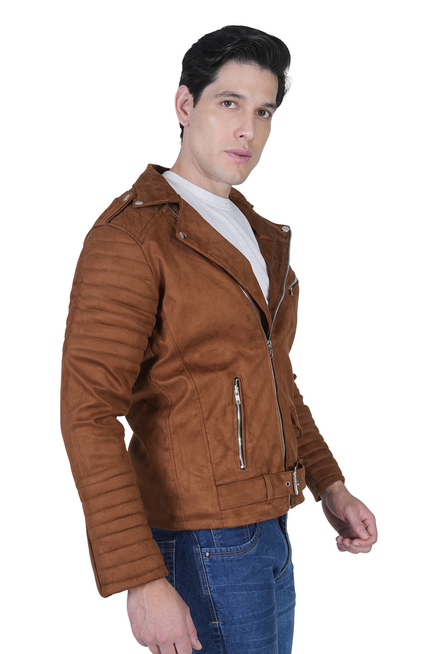 Bold Union Men's Brown Suede Biker Jacket