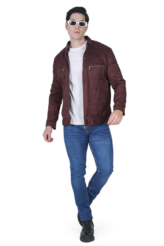 Bold Union Men's Suede Coffee Brown Biker Jacket