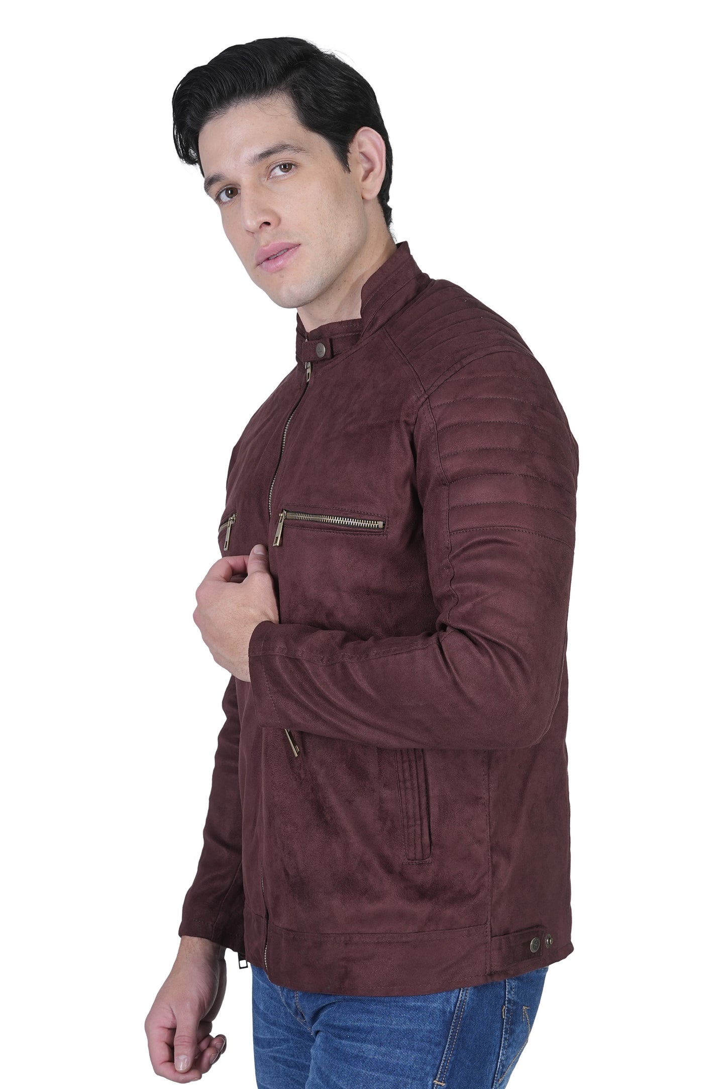 Bold Union Men's Suede Coffee Brown Biker Jacket