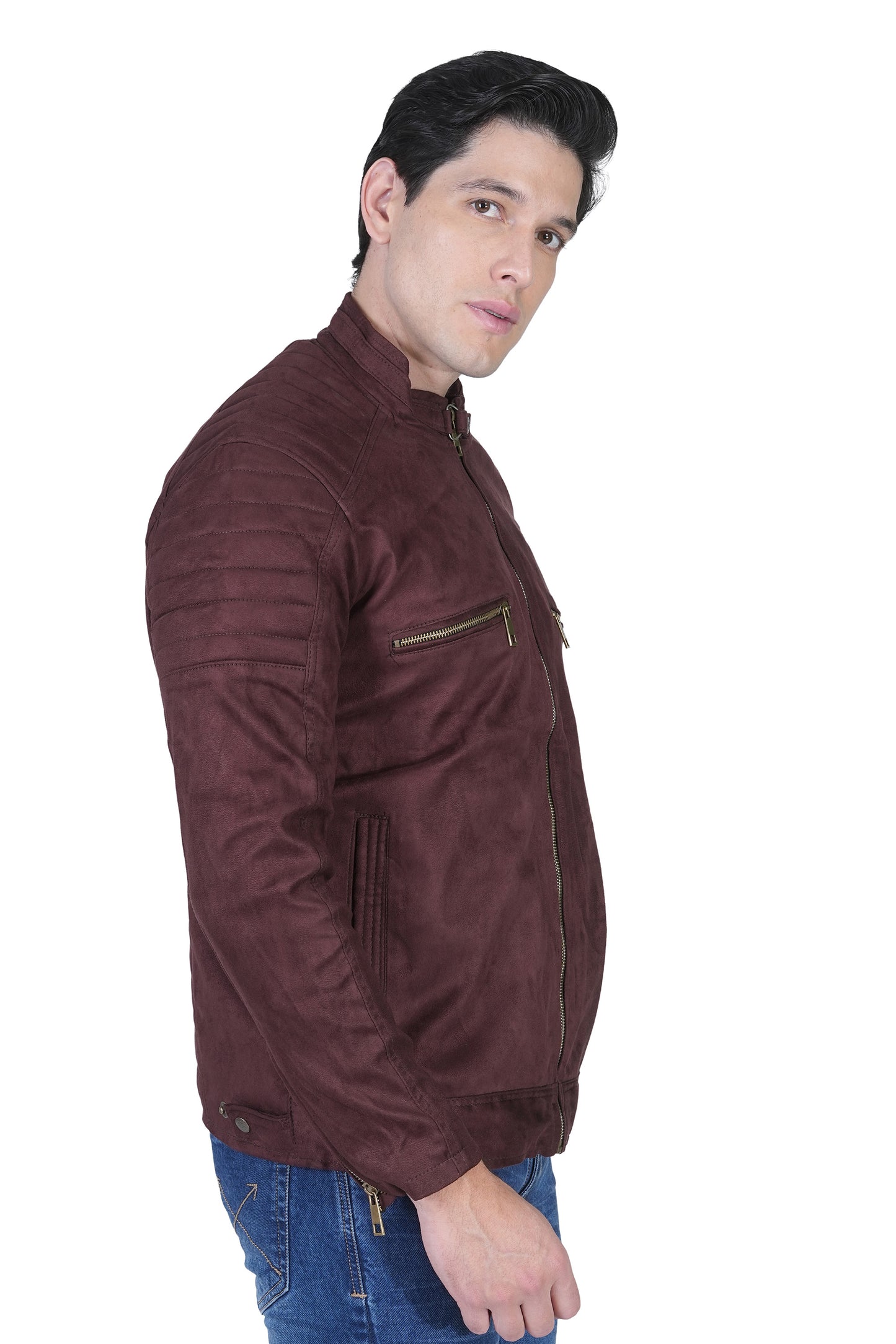 Bold Union Men's Suede Coffee Brown Biker Jacket