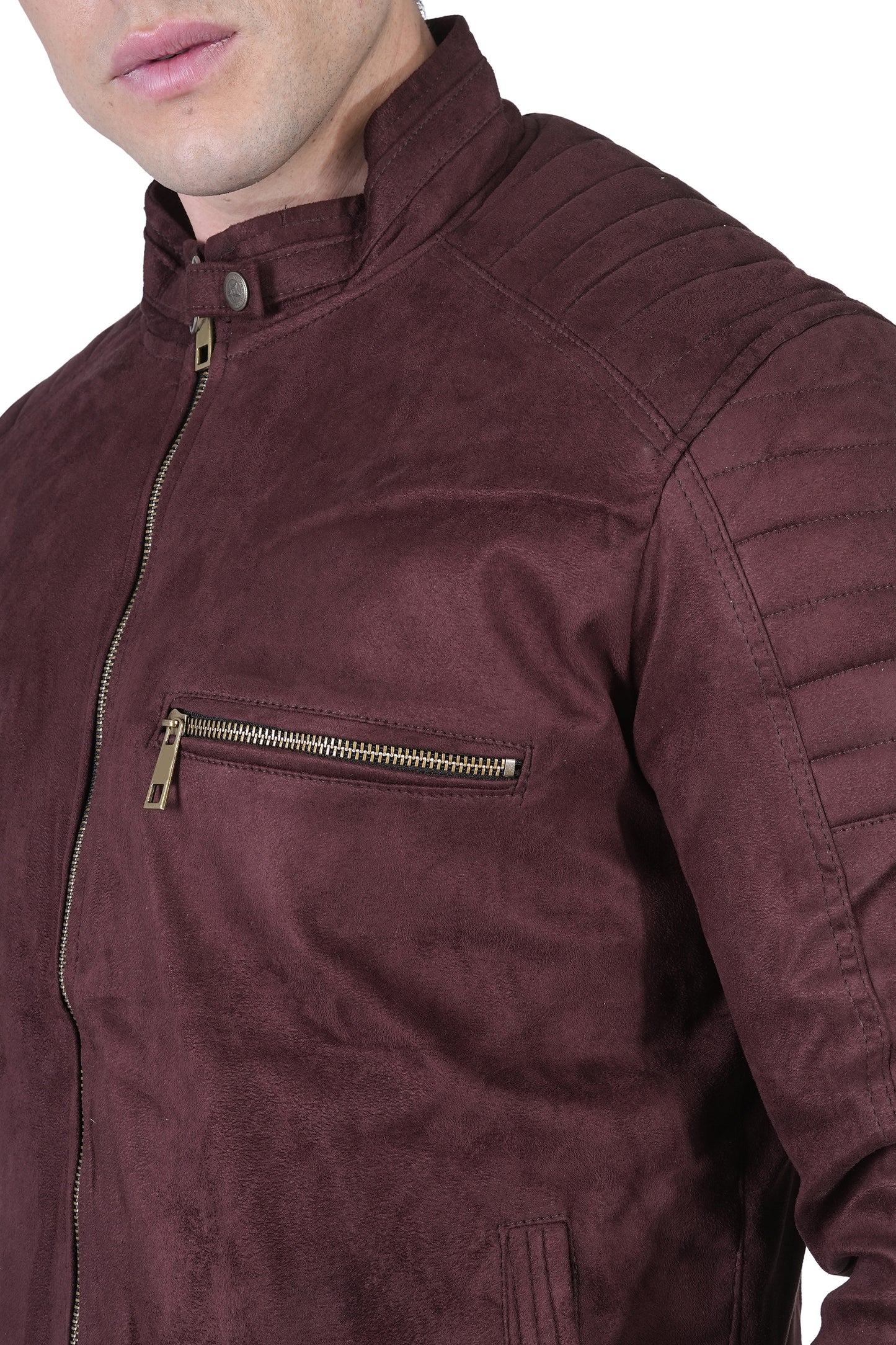 Bold Union Men's Suede Coffee Brown Biker Jacket