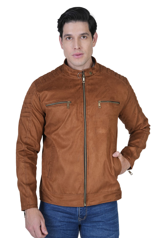 Bold Union Men's Suede Tan Brown Biker Jacket