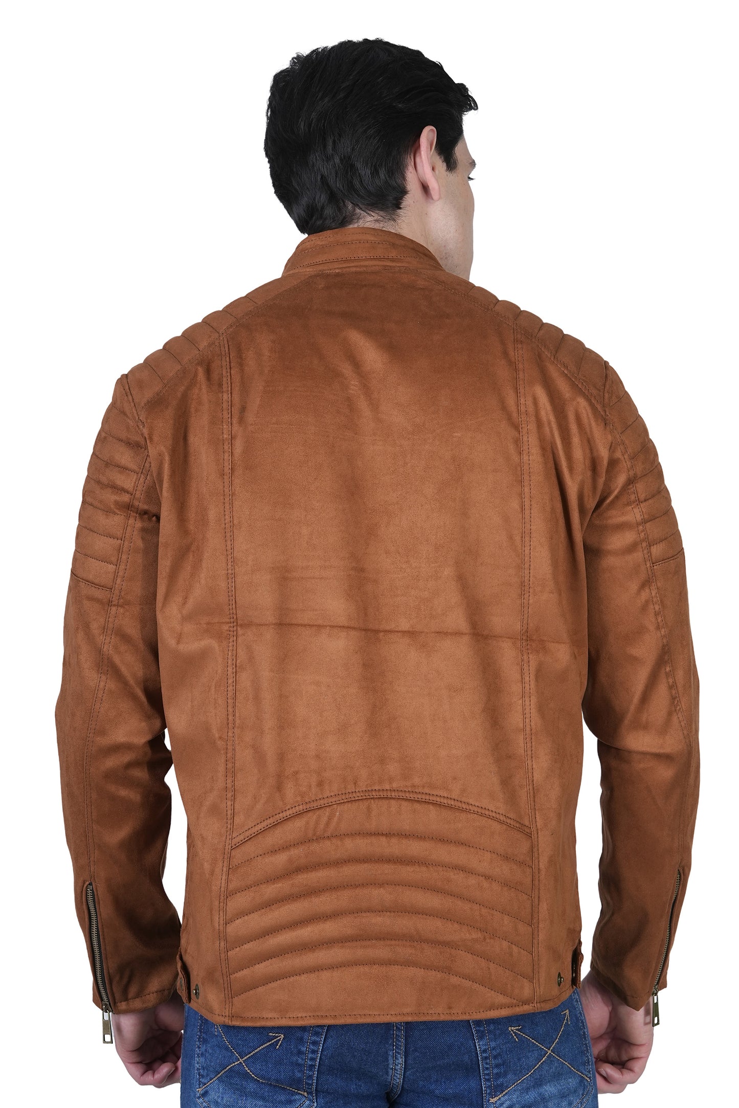 Bold Union Men's Suede Tan Brown Biker Jacket
