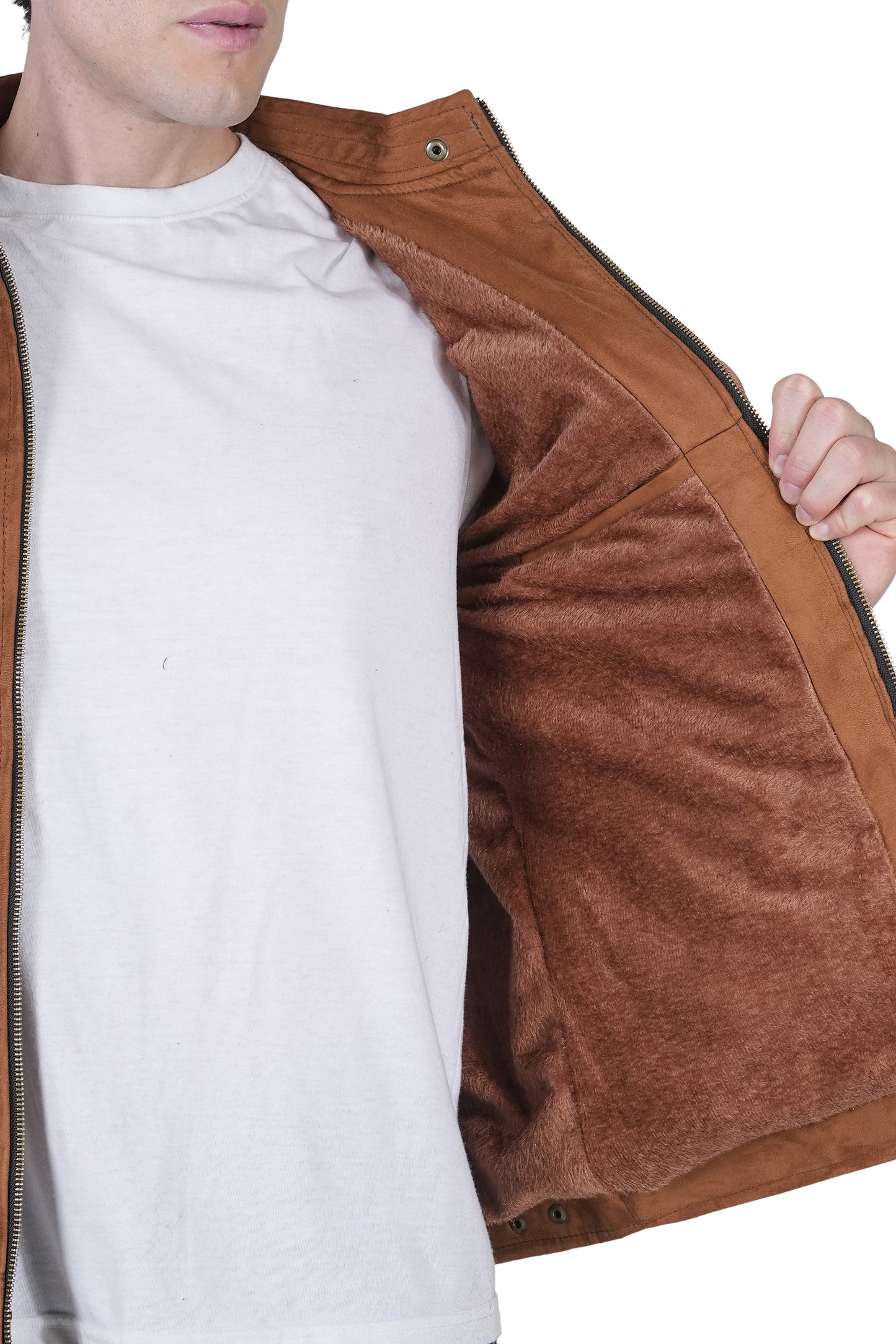 Bold Union Men's Suede Tan Brown Biker Jacket