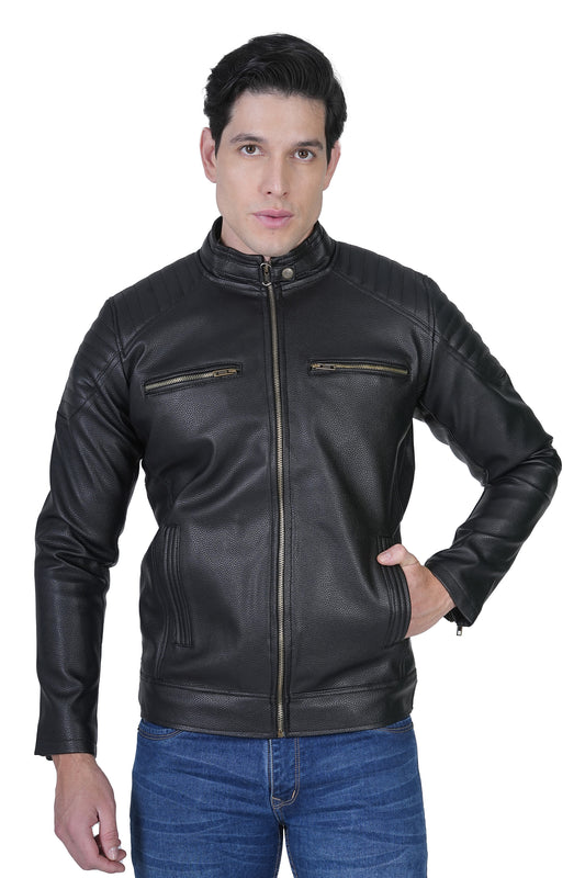 Bold Union Men's Faux Leather Designer Standard Length Jacket