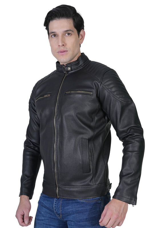 Bold Union Men's Faux Leather Designer Standard Length Jacket